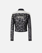 Pinko Light Lace Jacket With Embroidered Patches Black/White