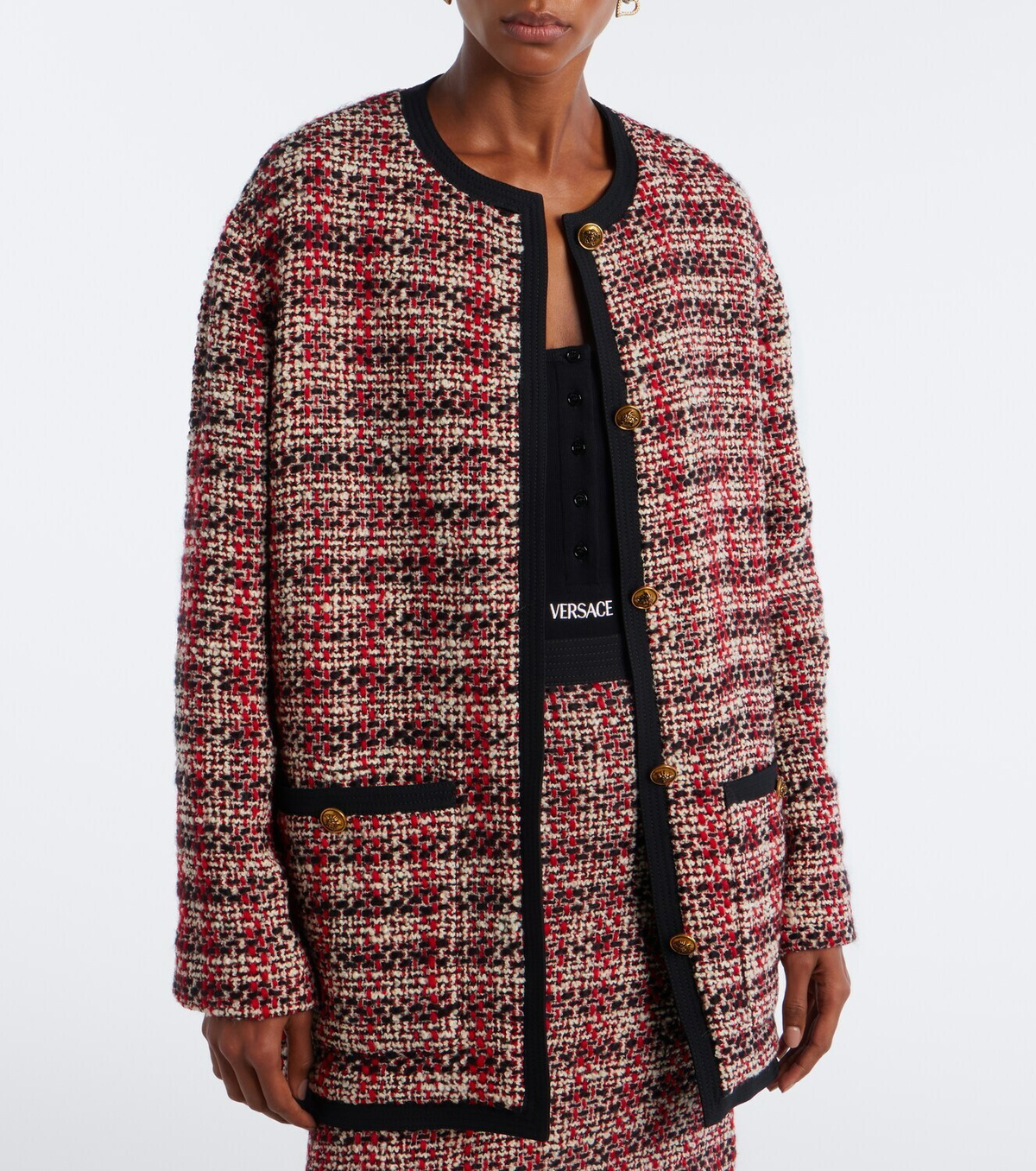 Versace Medusa wool-blend tweed jacket