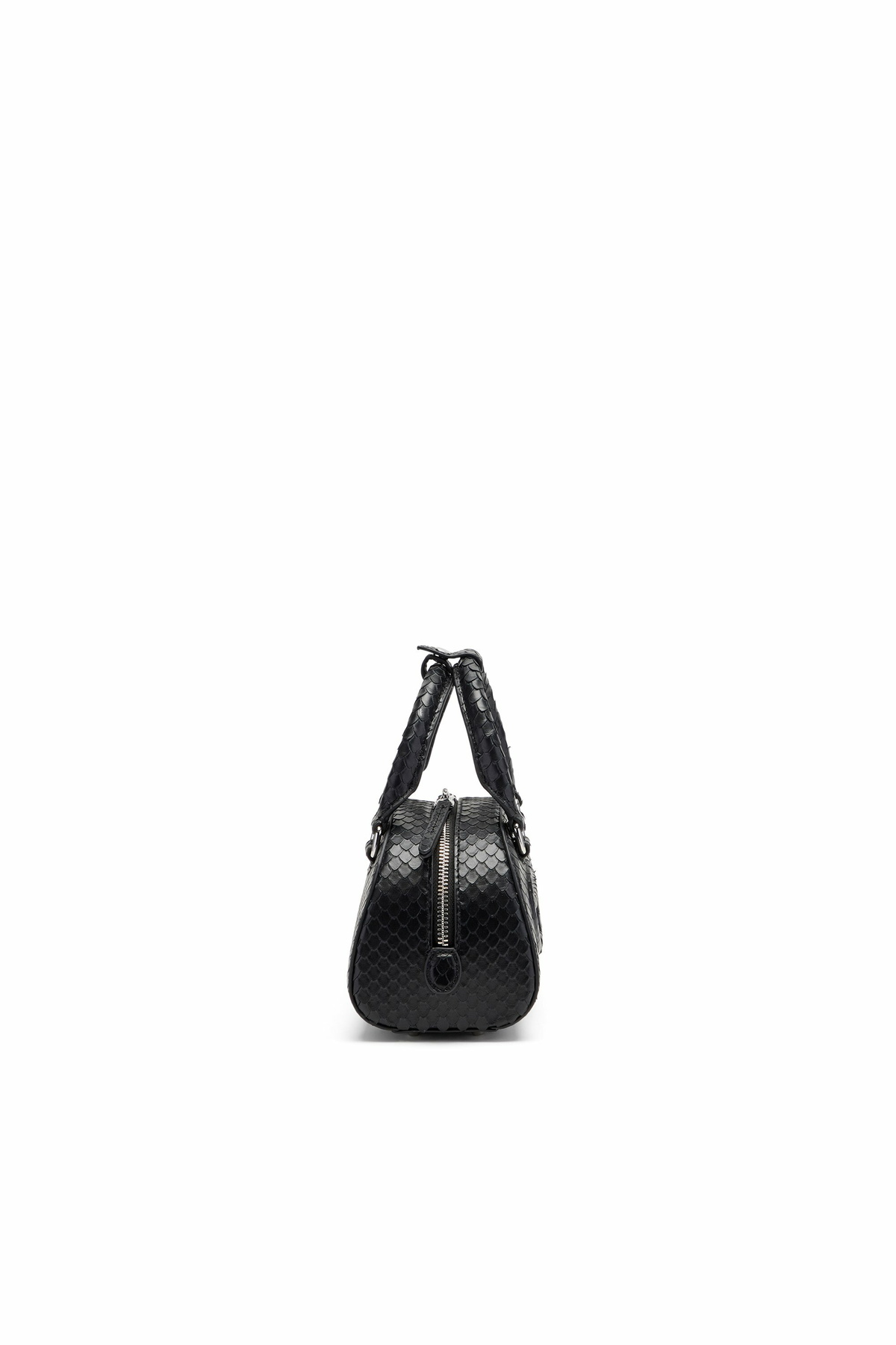 Diesel 1DR Dome-Mini bowling bag in snake-effect leather - Crossbody Bags Womens in Black