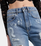 Rabanne Distressed high-rise wide-leg jeans