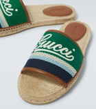 Gucci Logo leather-trimmed espadrilles slides