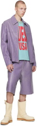 GUESS USA Purple Cracked Leather Shorts