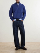 Drake's - Cotton-Jersey Half-Zip Sweater - Blue