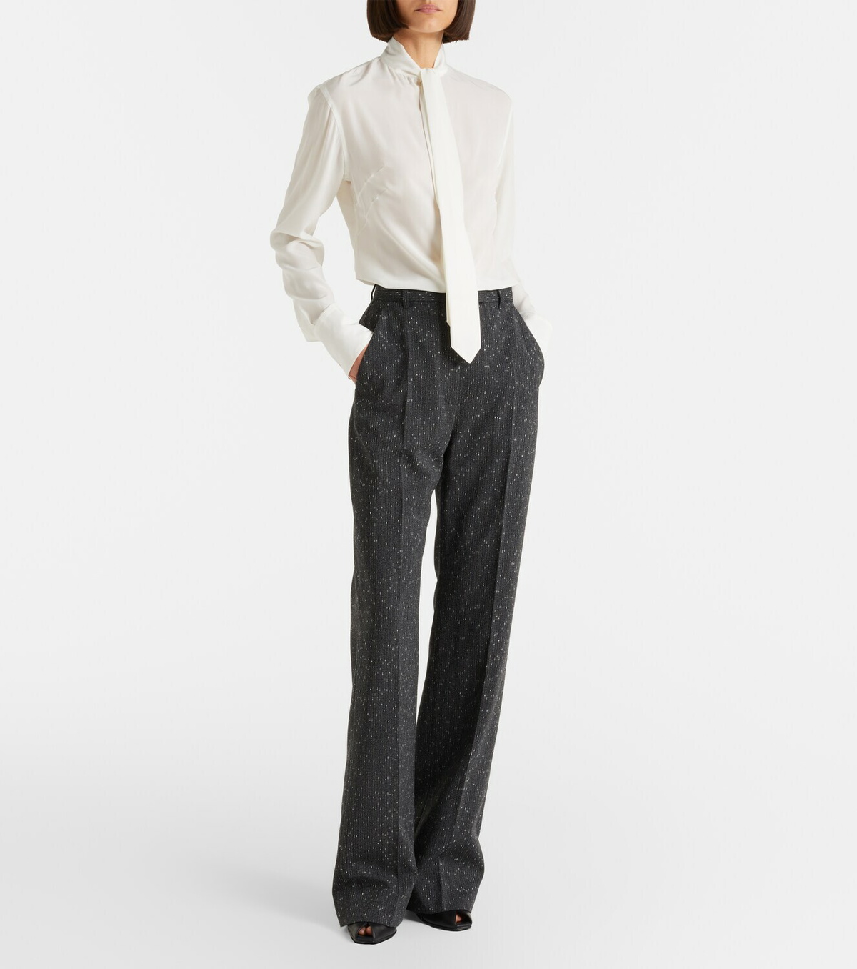 McQueen Tie-neck crêpe de chine blouse