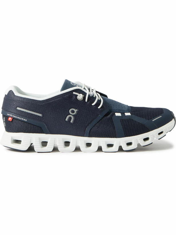 Photo: ON - Cloud 5 Rubber-Trimmed Recycled Mesh Running Sneakers - Blue