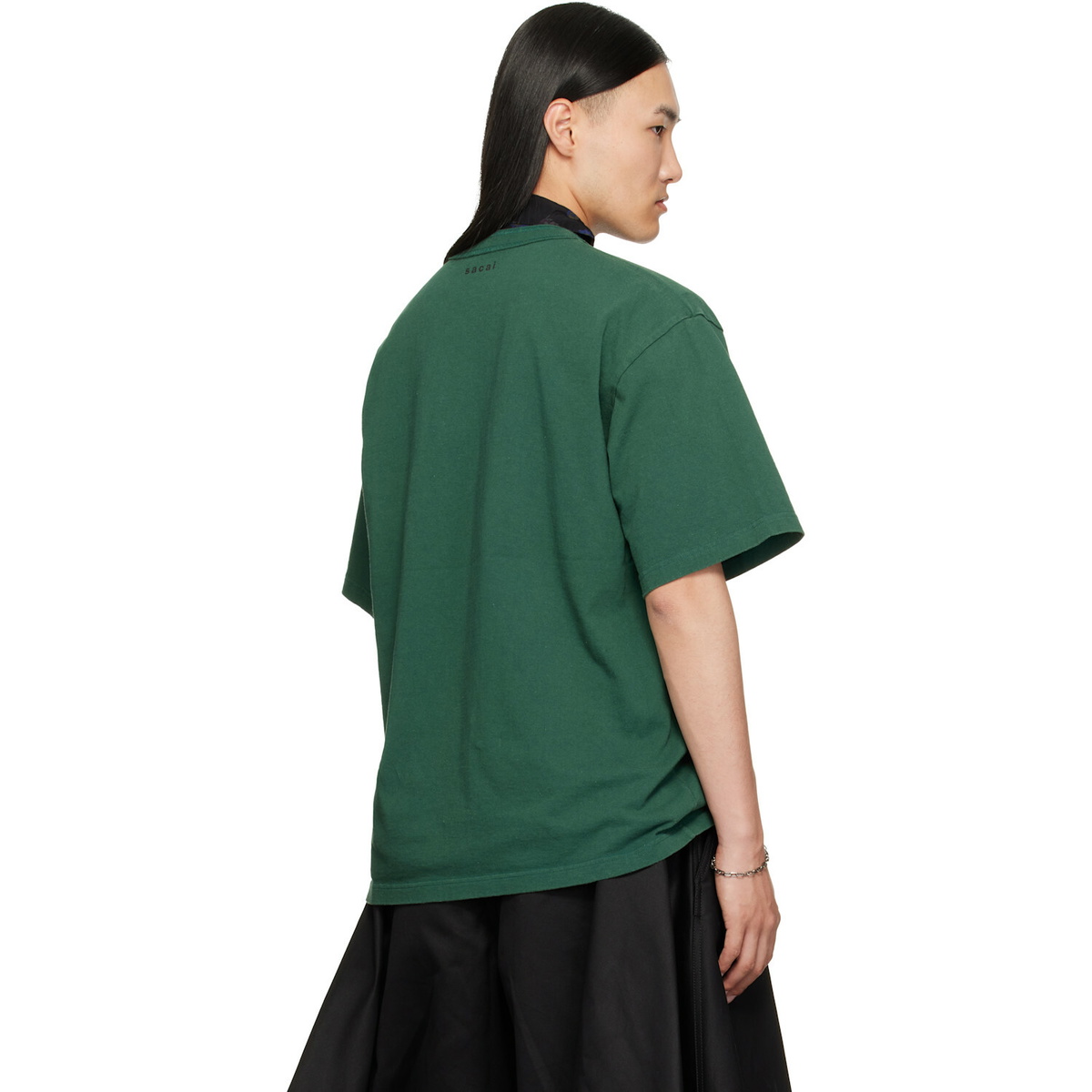 sacai Green Cotton Jersey T-shirt Sacai