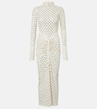 Alaïa Embellished gathered jersey maxi dress