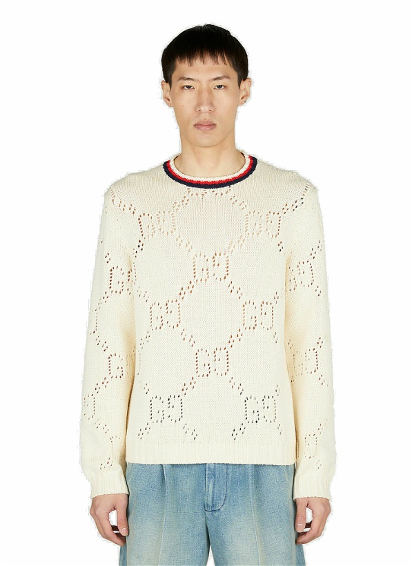 Photo: Gucci - Perforated GG Sweater in White