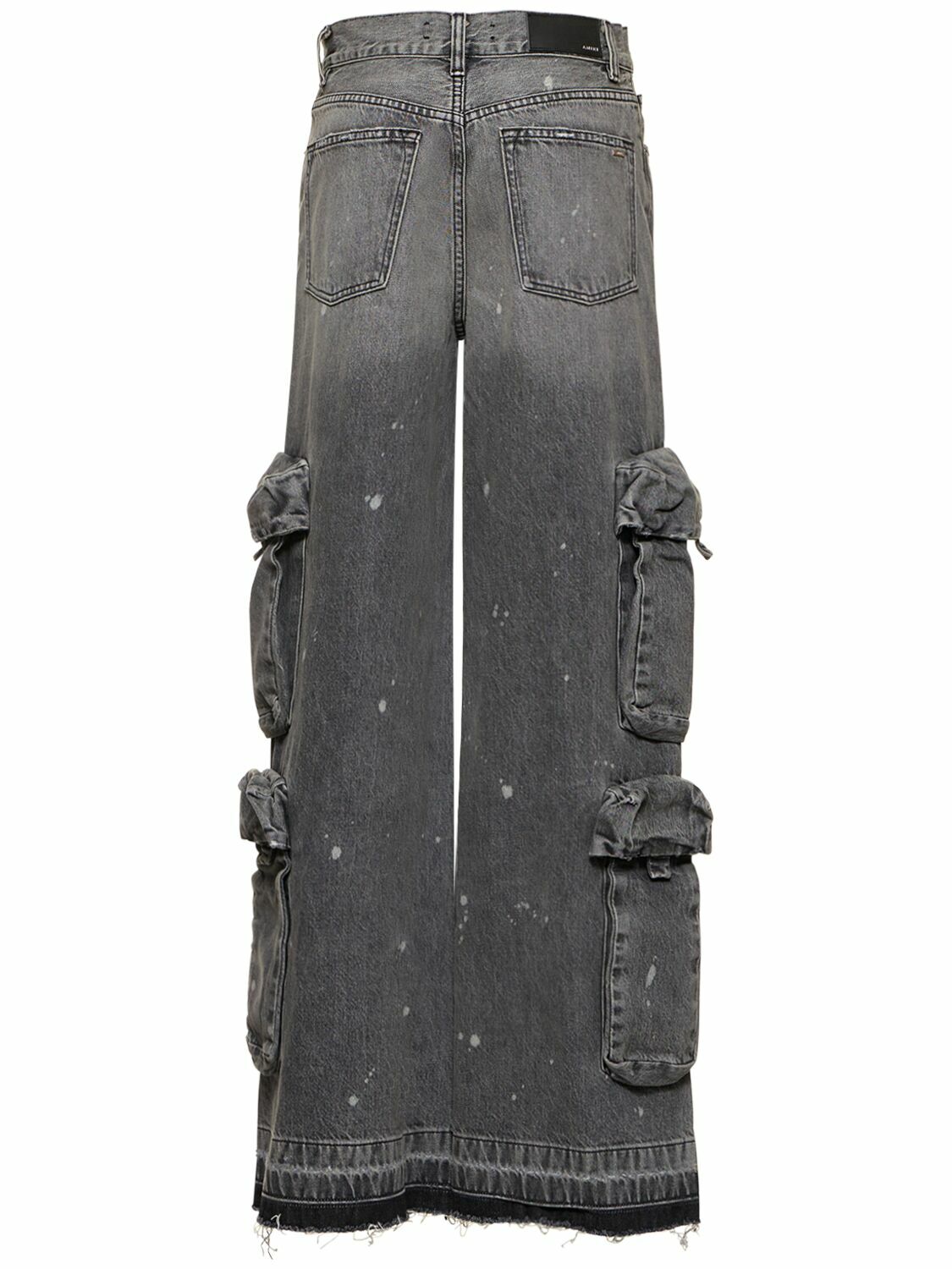 AMIRI - High Waist Stonewashed Wide Cargo Jeans Amiri