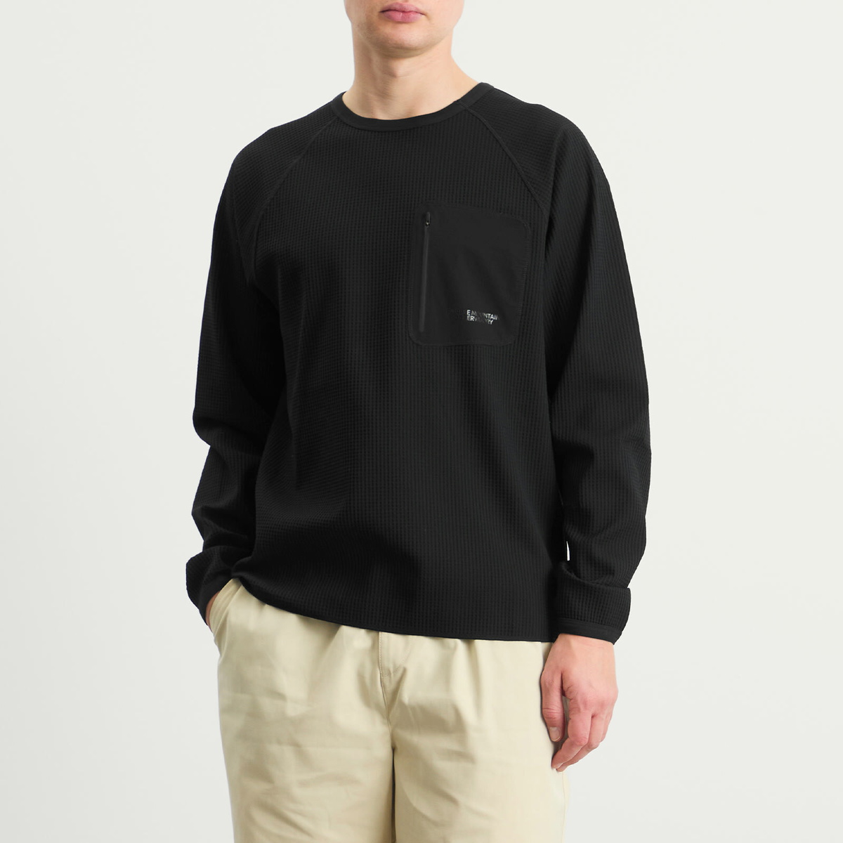 Purple Mountain Observatory Men's Waffle LS Pocket T-Shirt in Black