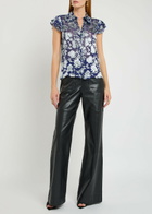 Alice + Olivia Martel Floral Devoré Blouse Blue