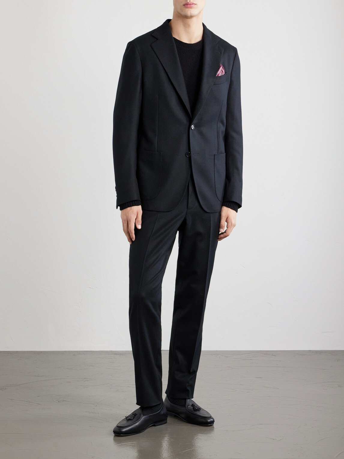 De Petrillo - Posillipo Wool and Cashmere-Blend Twill Suit Jacket - Black