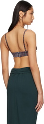 Dries Van Noten Gray & Burgundy Viscose Silk Bra