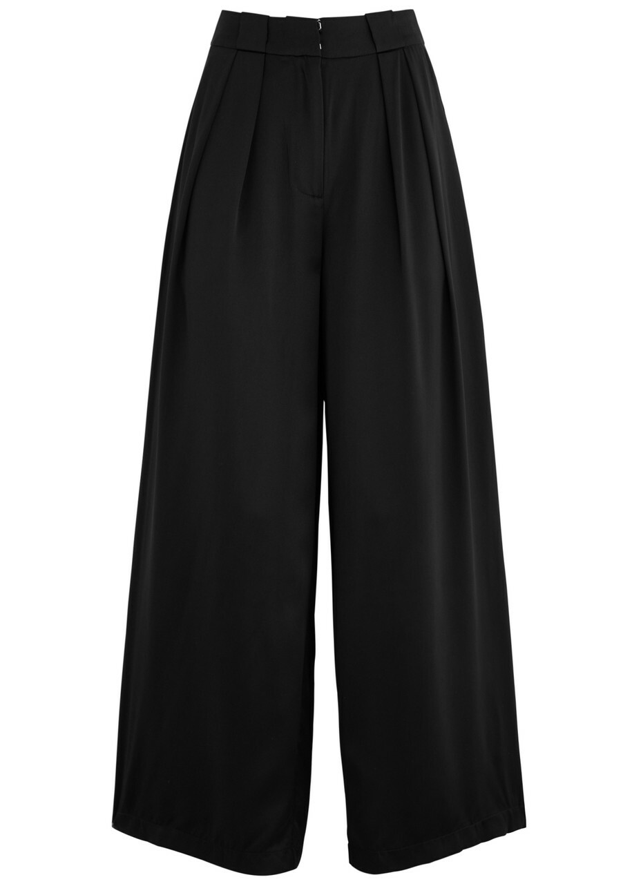 Aexae Wide-leg Silk Trousers Black