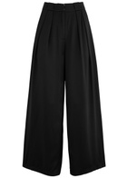 Aexae Wide-leg Silk Trousers Black