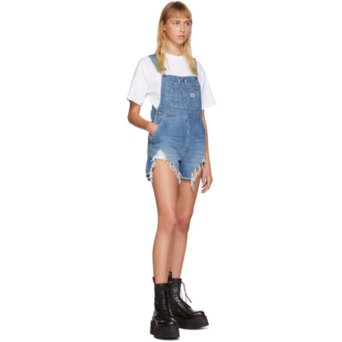 R13 Blue Overall Shorts R13