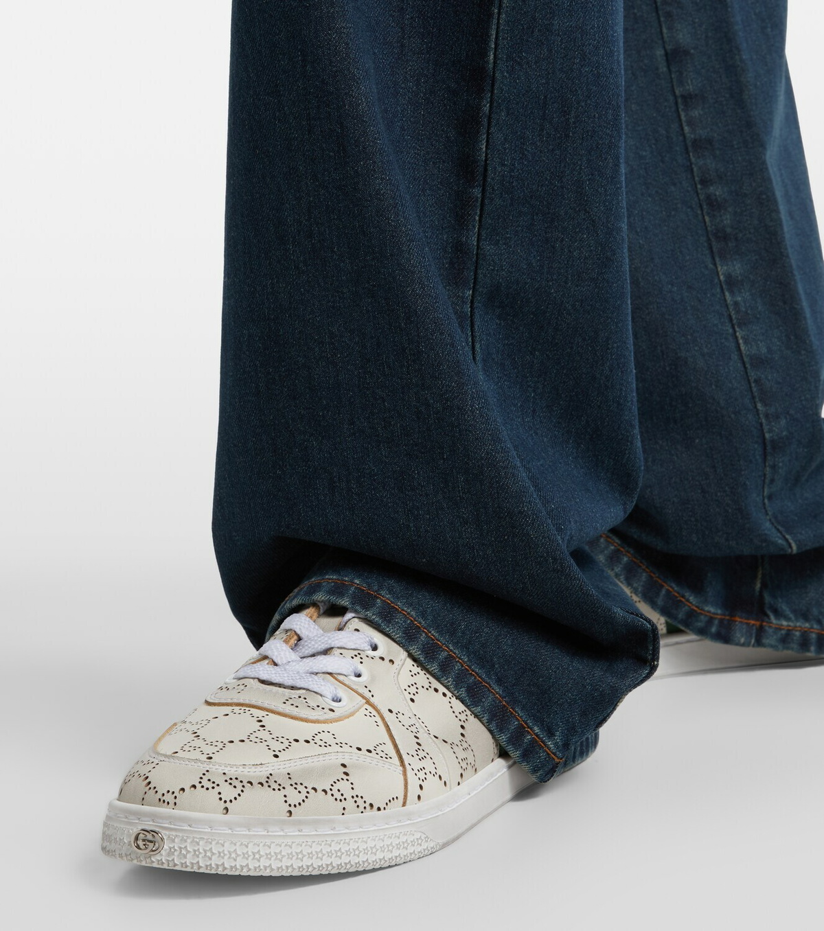 Gucci Stretch GG Web Stripe leather sneakers