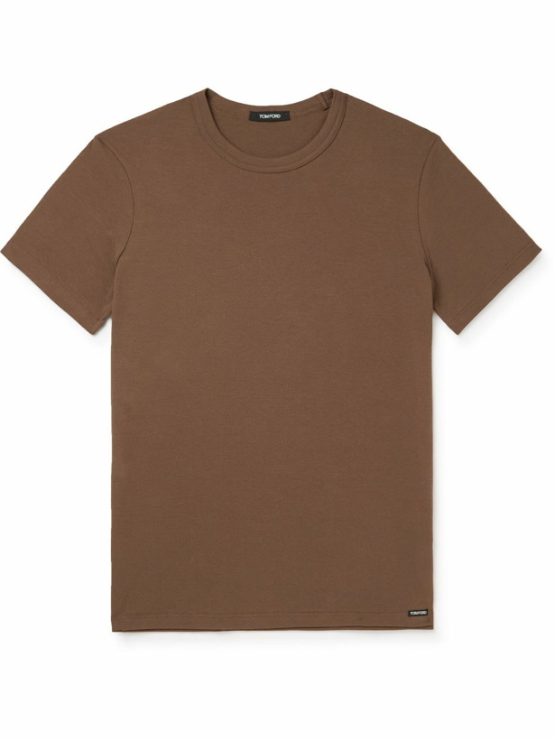 Photo: TOM FORD - Slim-Fit Stretch-Cotton Jersey T-Shirt - Brown