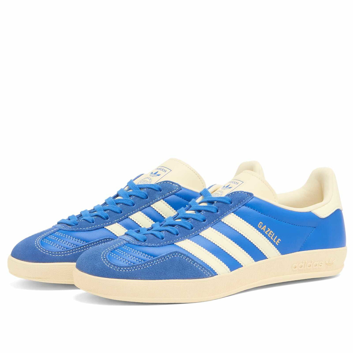 Adidas Gazelle Indoor Sneaker in Blue/Cream White/Gold