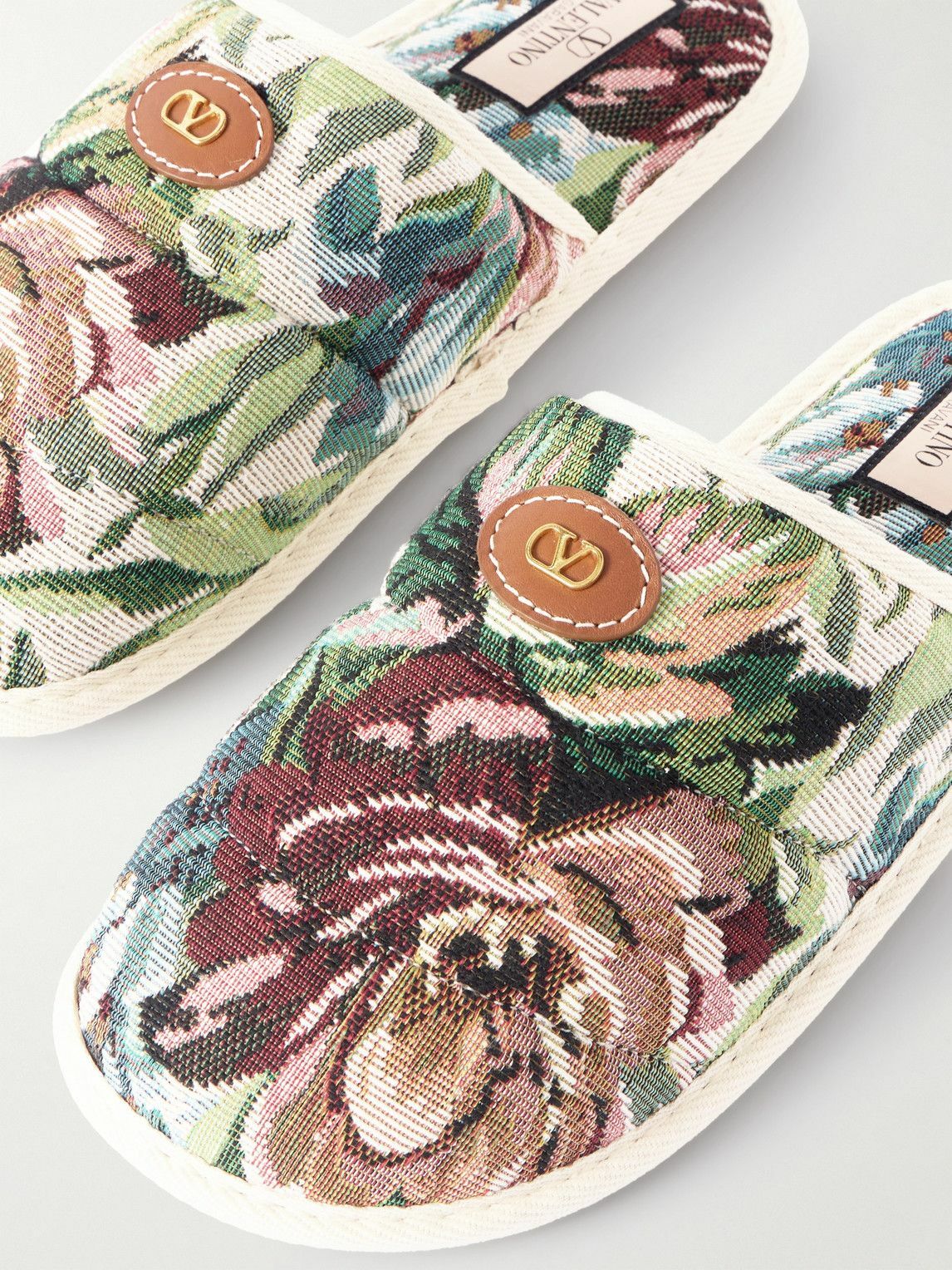 Valentino Garavani - Logo-Embellished Jacquard Slippers - Neutrals