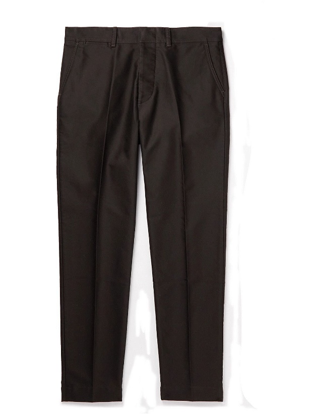 Photo: TOM FORD - Slim-Fit Tapered Pleated Cotton Chinos - Black