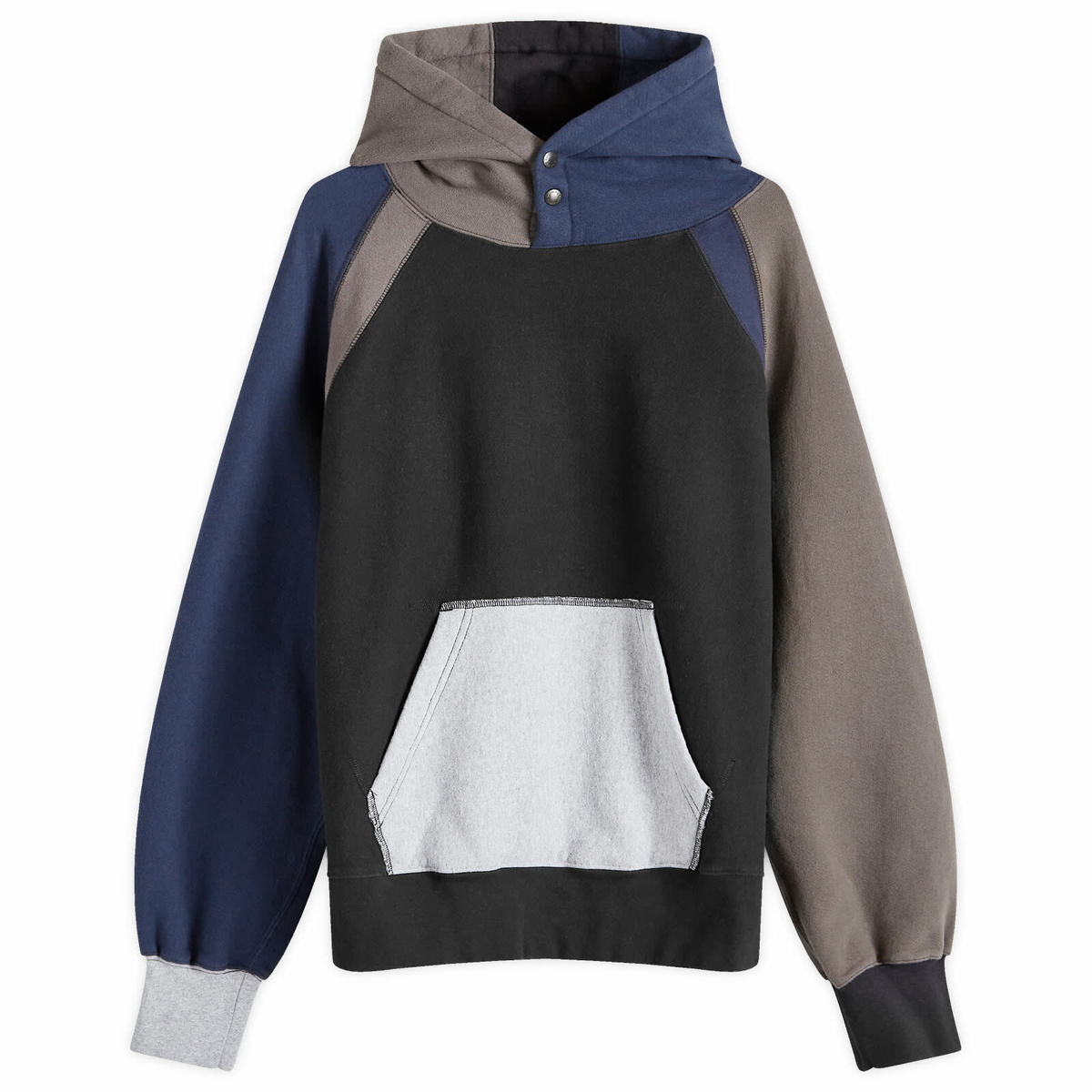 Engineered Garments Men's Raglan Combo Hoodie in Black Engineered