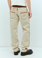 Miu Miu Leather Trim Canvas Pants