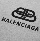 Balenciaga - Oversized Logo-Print Mélange Cotton-Jersey T-Shirt - Gray