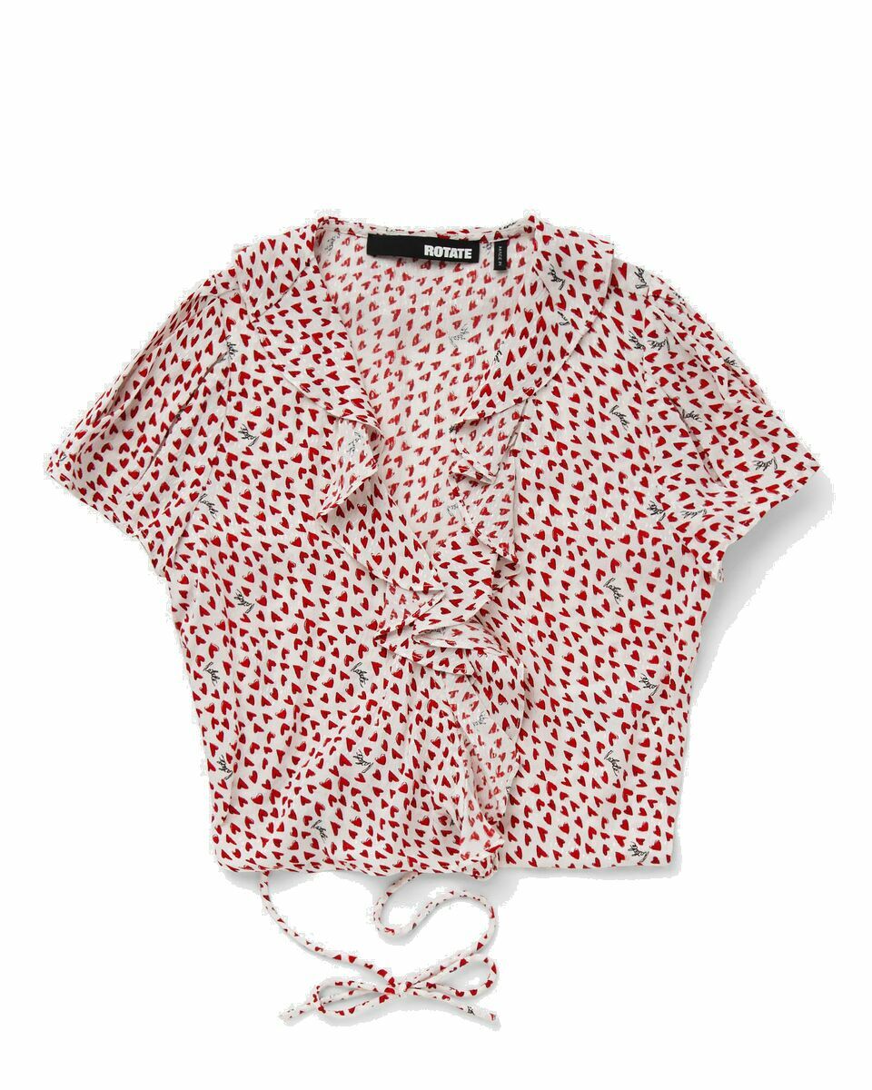 Photo: Rotate Birger Christensen Printed Frill Wrap Top Red - Womens - Shirts & Blouses