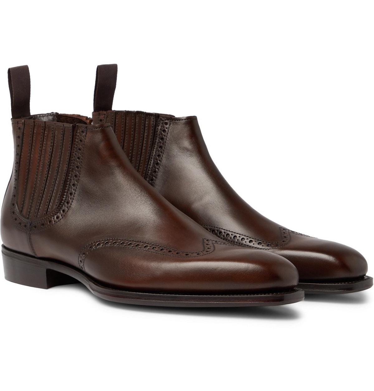 Photo: Kingsman - George Cleverley Veronique Leather Brogue Chelsea Boots - Brown