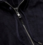 TOM FORD - Cotton-Blend Velvet Zip-Up Hoodie - Blue