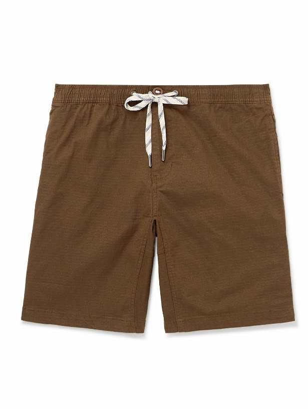 Photo: Onia - All Terrain Straight-Leg Stretch Cotton-Ripstop Drawstring Shorts - Brown