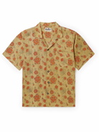 Karu Research - Camp-Collar Floral-Print Silk Shirt - Orange