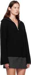 Courrèges Black Ribbed Wool Trucker Sweater