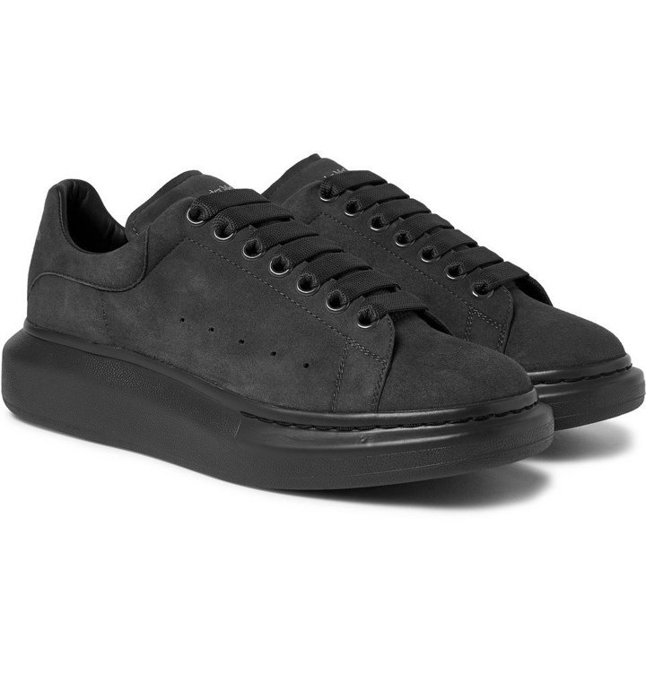 Photo: Alexander McQueen - Exaggerated-Sole Suede Sneakers - Gray