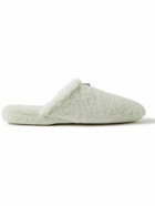 Thom Browne - Grosgrain-Trimmed Shearling Slippers - Neutrals