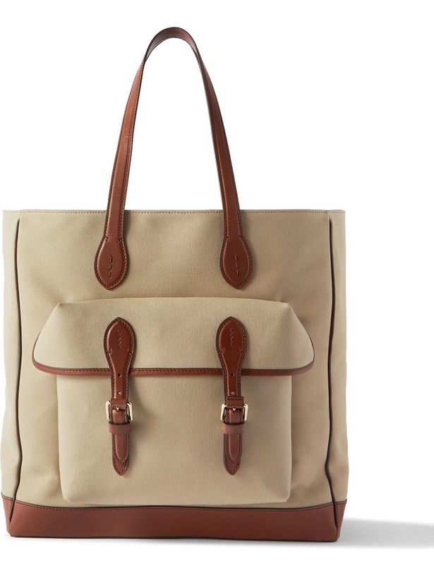 Photo: Ralph Lauren Purple label - Leather-Trimmed Canvas Tote Bag