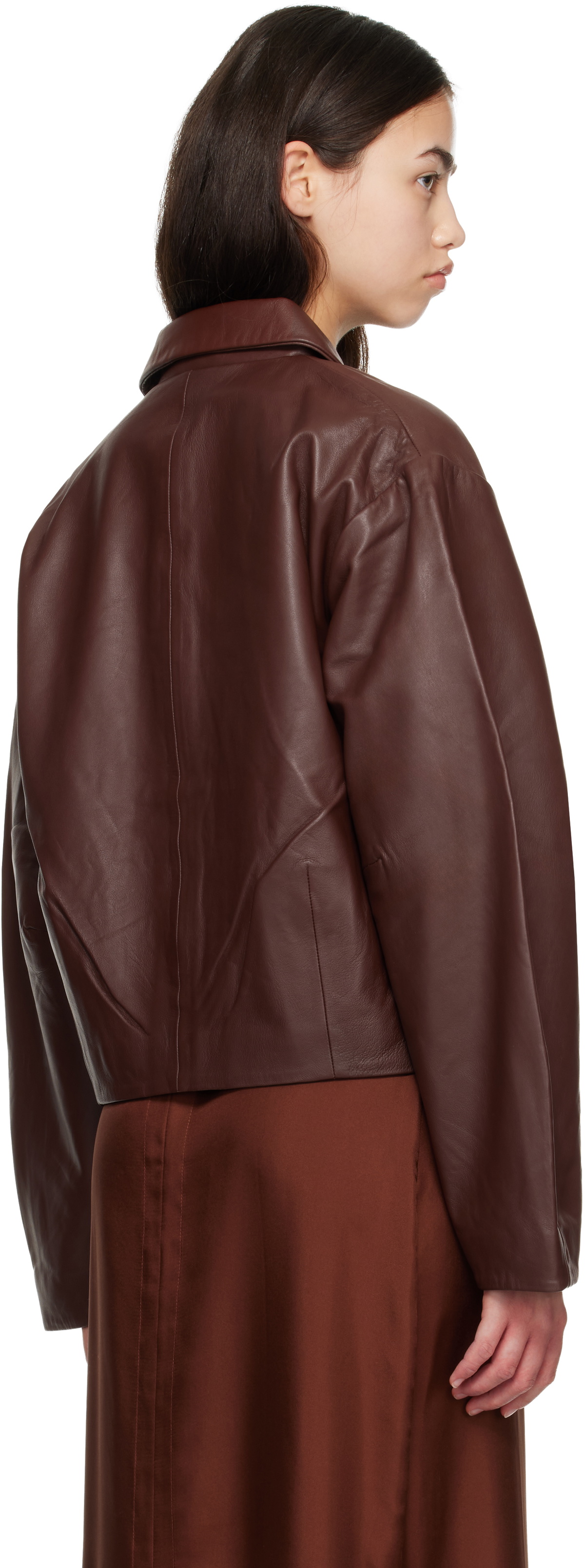 St. Agni Brown Cocoon Leather Jacket