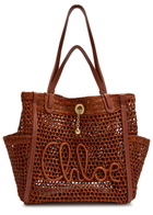 Chloe Iconic Logo Leather and Raffia Tote bag - Brown - One Size