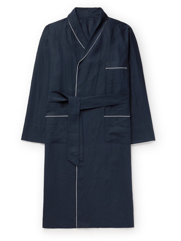 Photo: ANDERSON & SHEPPARD - Piped Linen Robe - Blue