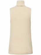 JIL SANDER - Rib Knit Cotton Blend Vest W/collar