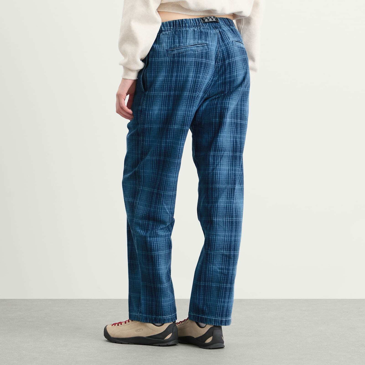 Gramicci Women's O.G Denim Plaid Pant in Indigo Checkered Plaid