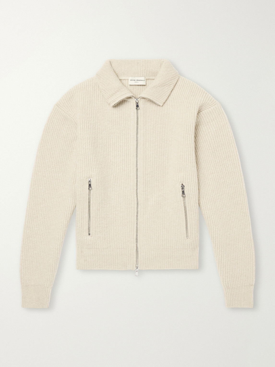 Officine Générale - Florys Ribbed Wool-Blend Zip-Up Cardigan - Neutrals