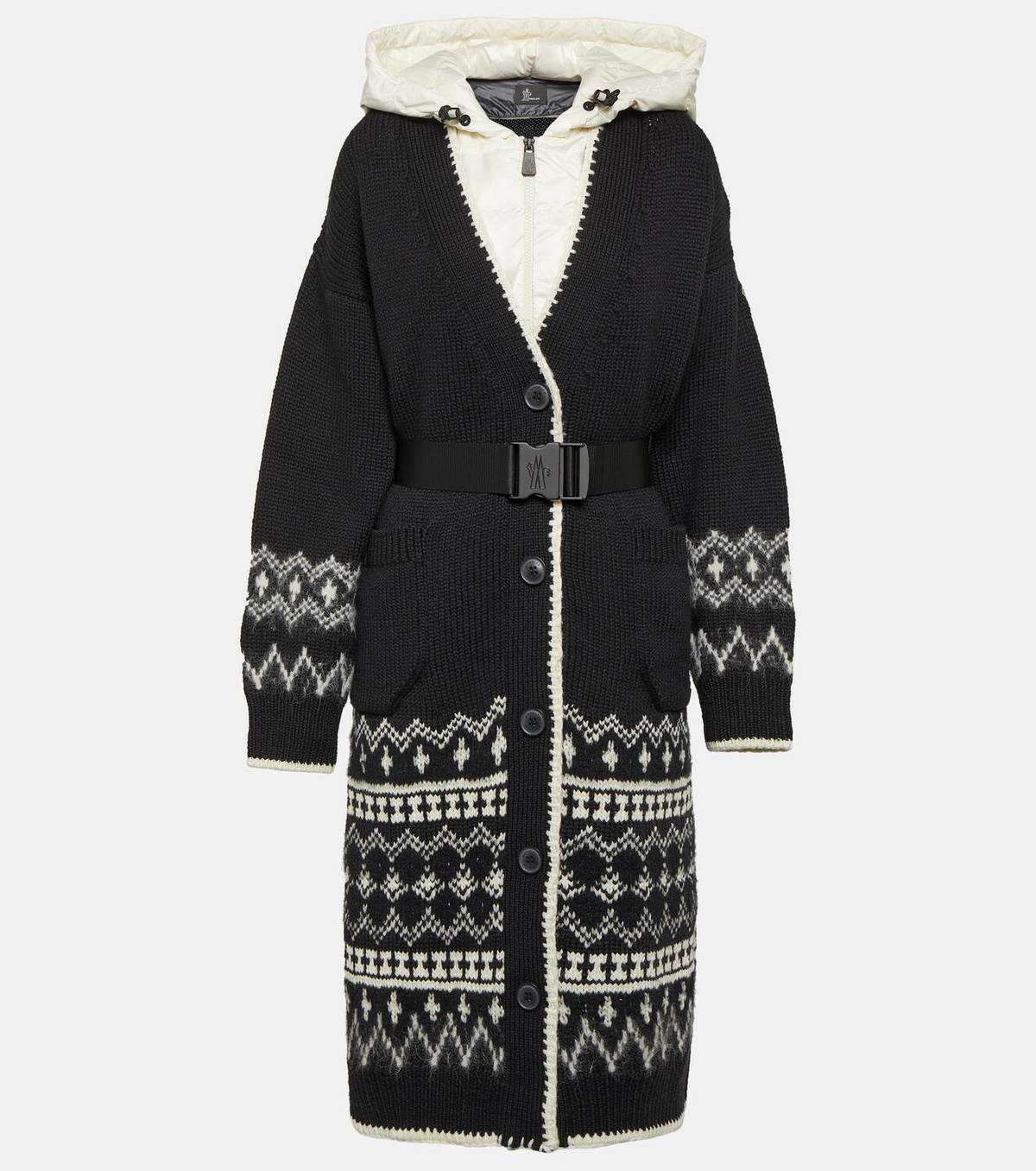 Moncler Grenoble Wool-blend jacquard down cardigan Moncler