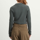 Auralee Women's Crop Knit Shirt Cardigan in Grey