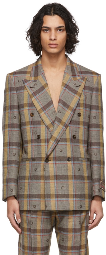 Photo: Gucci Brown wool Check Blazer