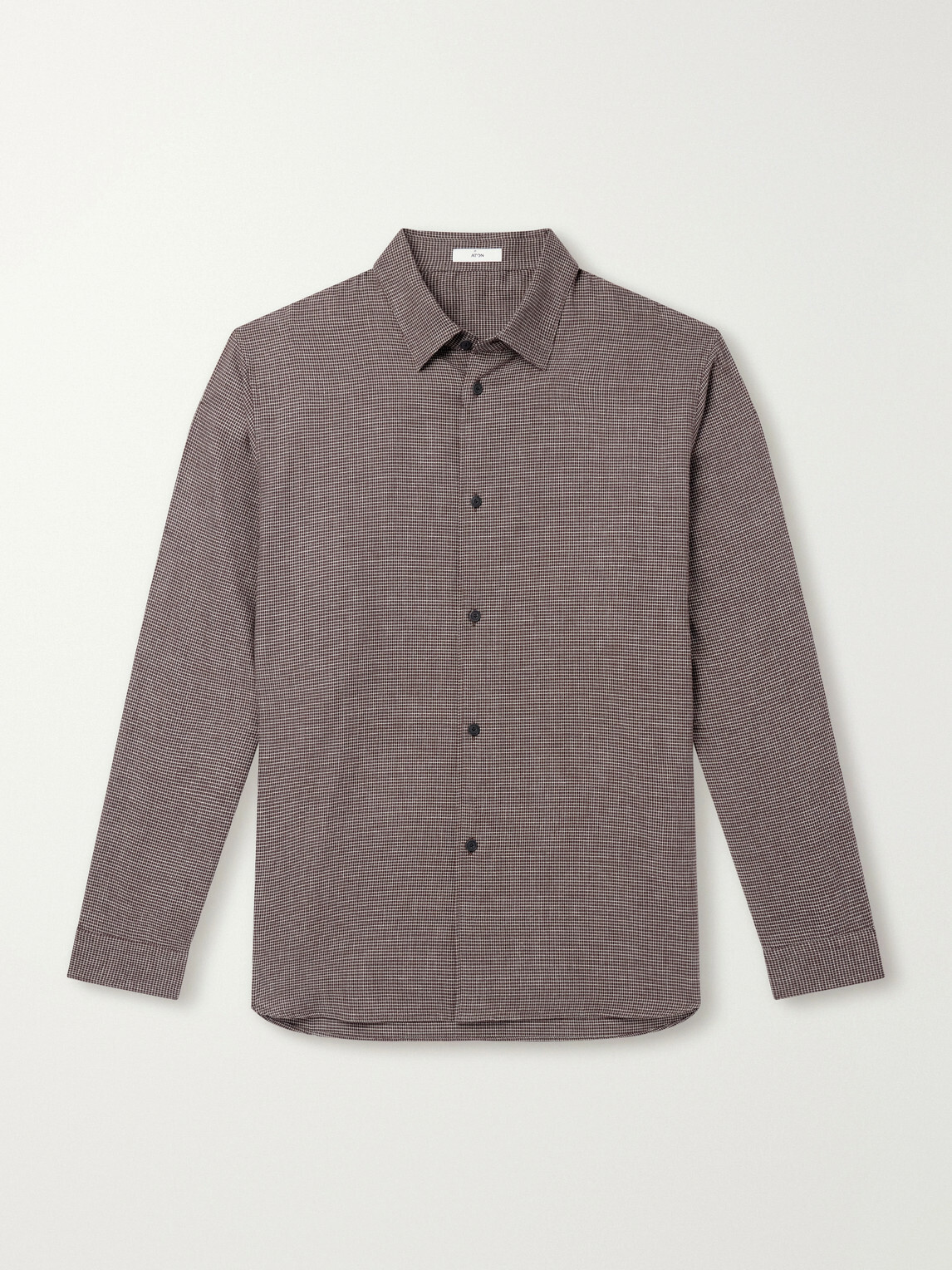 ATON - Checked Cotton and Yak-Blend Shirt - Brown