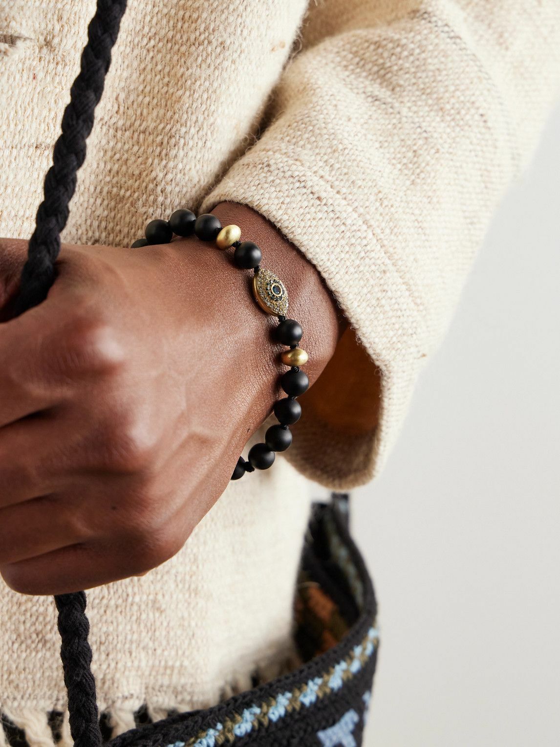 Jacquie Aiche - 14-Karat Gold, Hematite and Diamond Beaded Bracelet