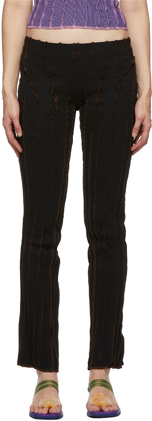 Photo: Helenamanzano SSENSE Exclusive Black & Brown 3D Stripe Lounge Pants