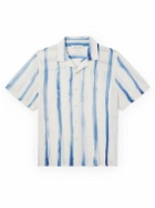 A Kind Of Guise - Gioia Convertible-Collar Striped Silk Crepe de Chine Shirt - Blue